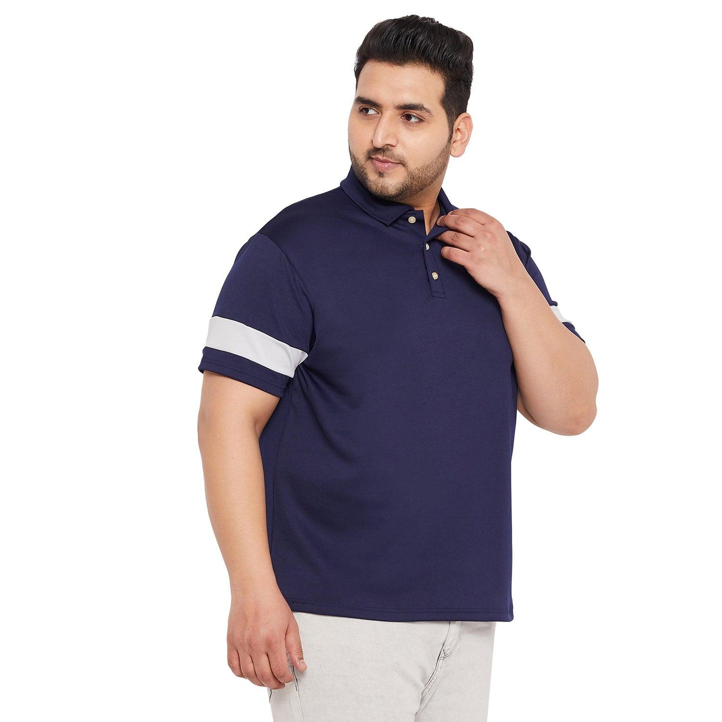 Men Plus Size Lapis Solid Polo Tshirt