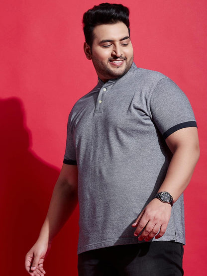 Men Plus Size Lazon Solid Henley Tshirt