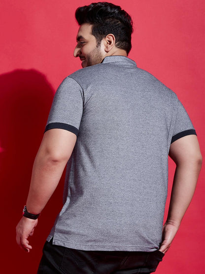 Men Plus Size Lazon Solid Henley Tshirt