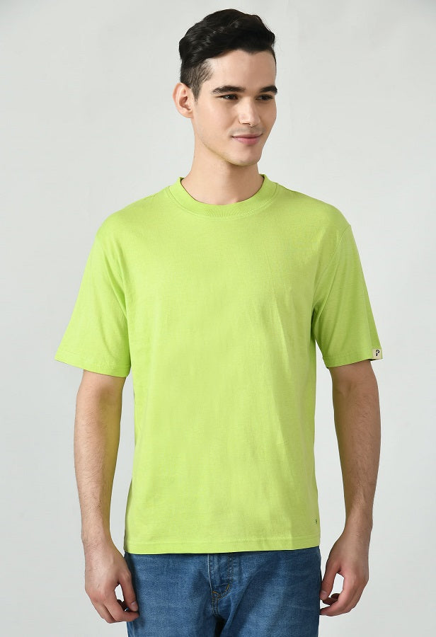 Drop Shoulder Crew Neck Tee High Rib Collar - Made in BCI Cotton