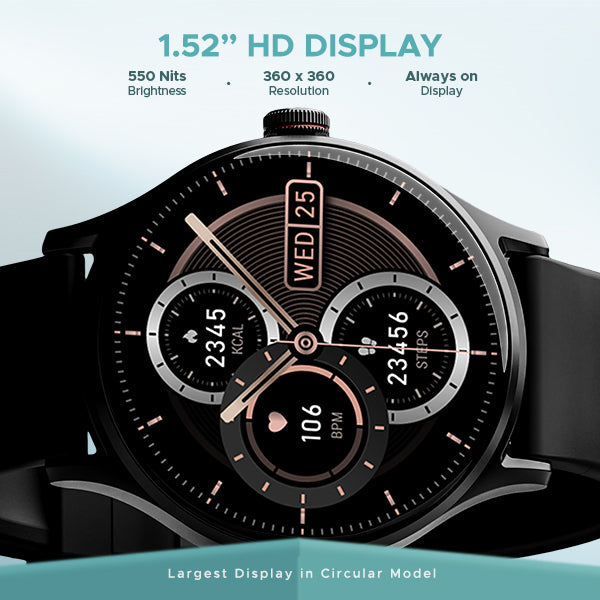 boAt Lunar Vista  Smartwatch with 1.52 3.86cm Vivid Round Display BT Calling  100 Sports Modes AI Voice Assistant