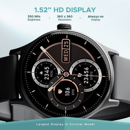 boAt Lunar Vista  Smartwatch with 1.52 3.86cm Vivid Round Display BT Calling  100 Sports Modes AI Voice Assistant