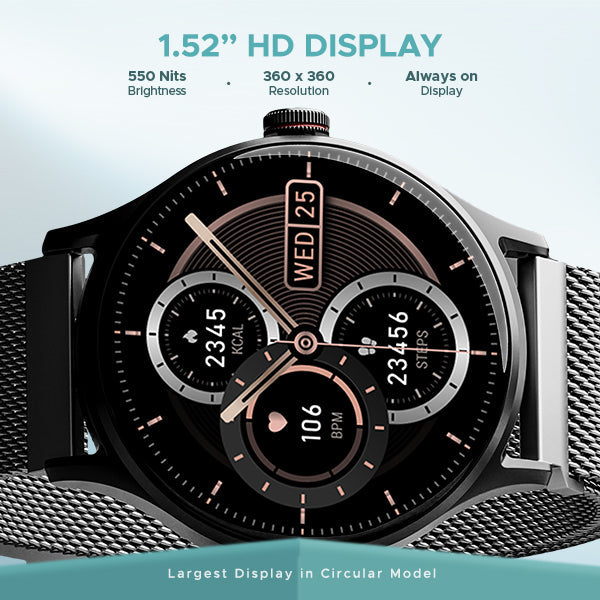 boAt Lunar Vista  Smartwatch with 1.52 3.86cm Vivid Round Display BT Calling  100 Sports Modes AI Voice Assistant