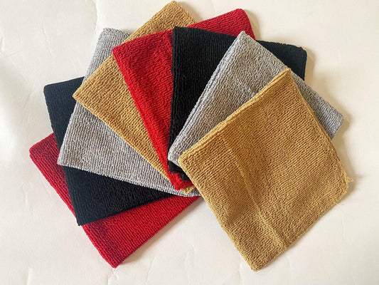 Lushomes Cotton Super Absorbent One Side Terry Face Towel 12 x 12 inches Pack of 8 Tan  Grey  red  Black