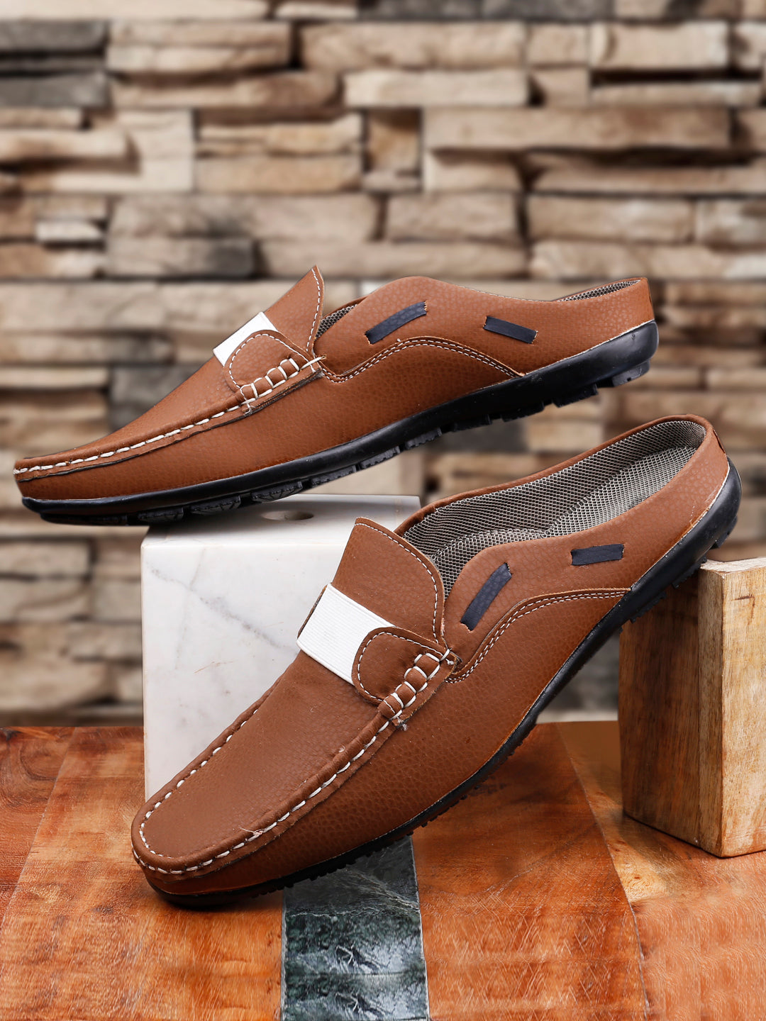 Woakers Mens Comfort Shoes  MULES-TAN