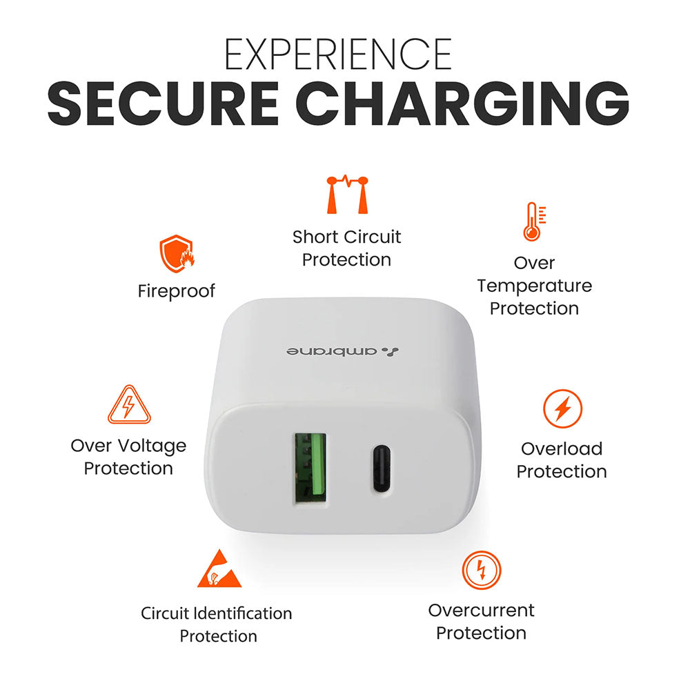 Ambrane Impulz H30 30W C2C Charger with Cable