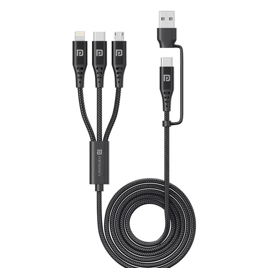 Portronics Konnect J9 3-in-1 Type C  8Pin  Micro USB Cable