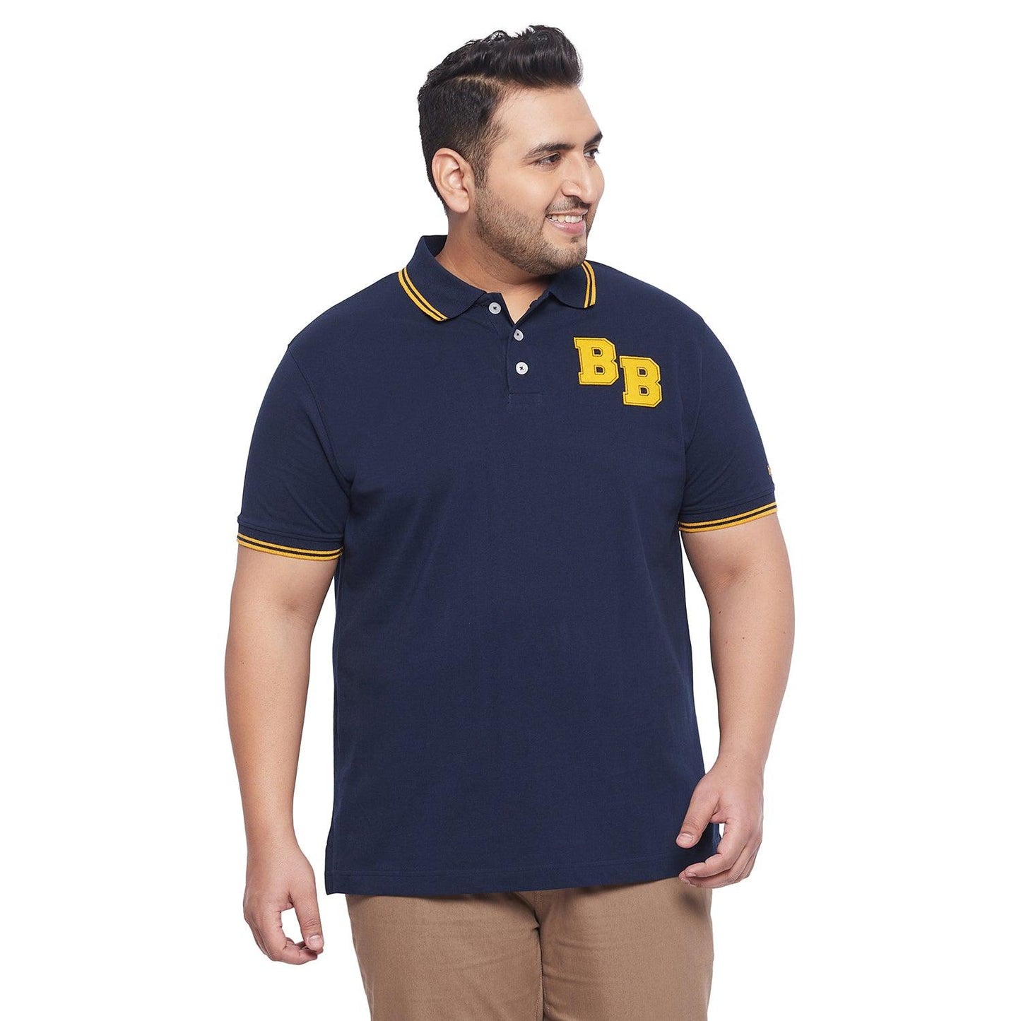 Men Plus Size Macald-NB Solid Polo Tshirt