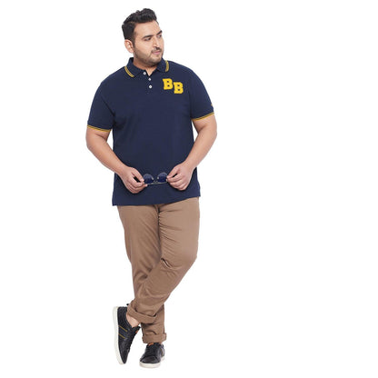 Men Plus Size Macald-NB Solid Polo Tshirt