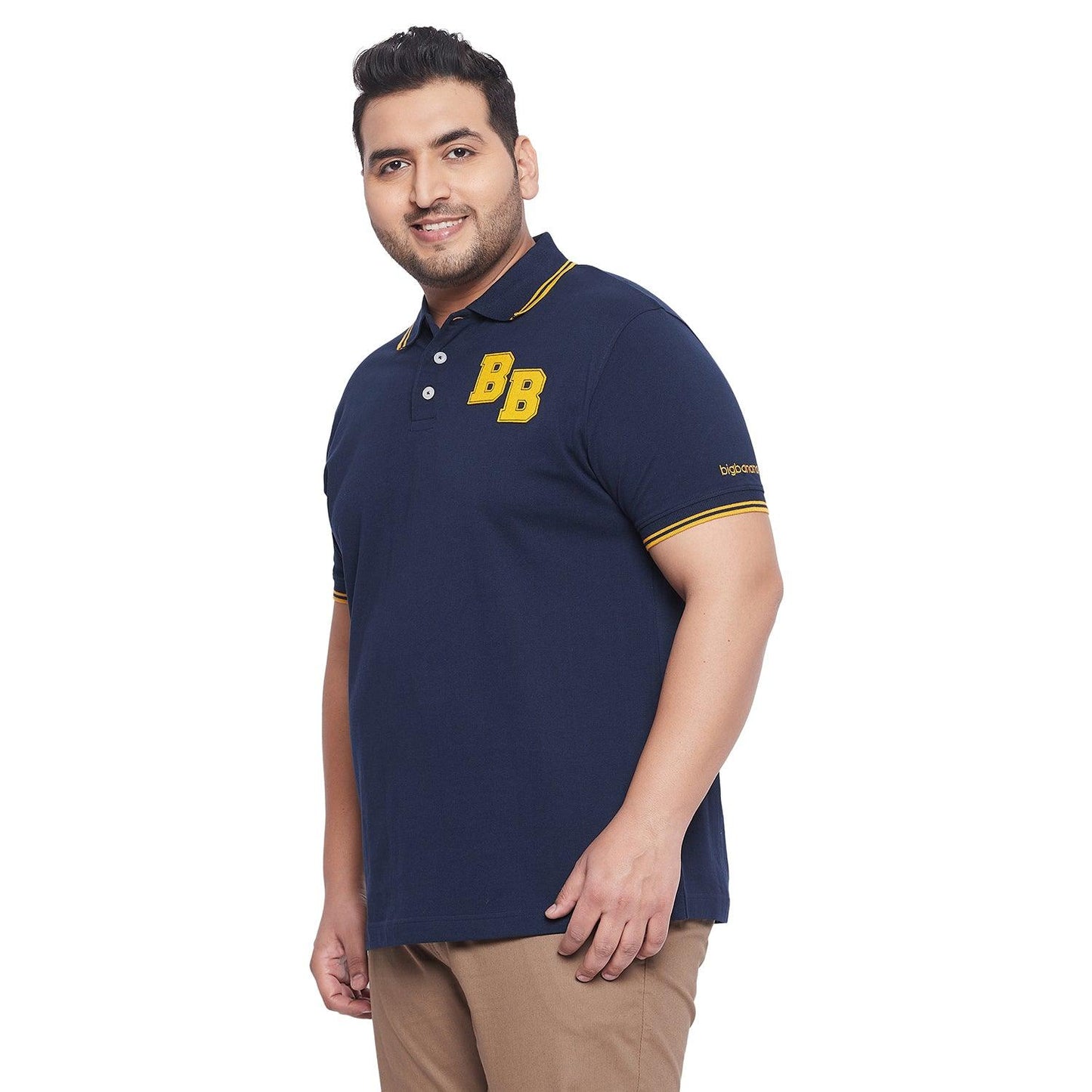 Men Plus Size Macald-NB Solid Polo Tshirt