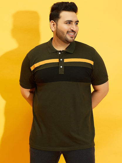 Men Plus Size Manco Colorblock Polo Tshirt