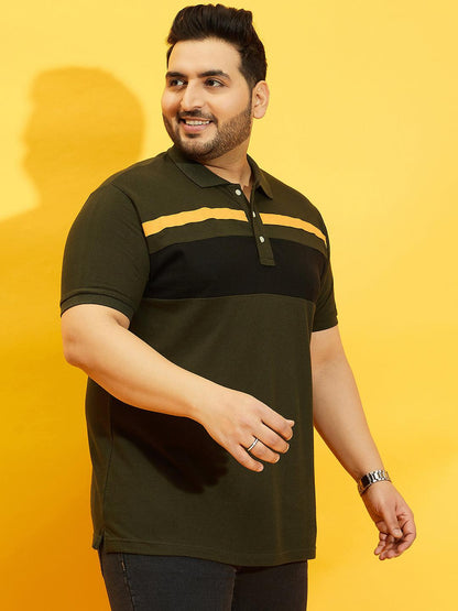 Men Plus Size Manco Colorblock Polo Tshirt