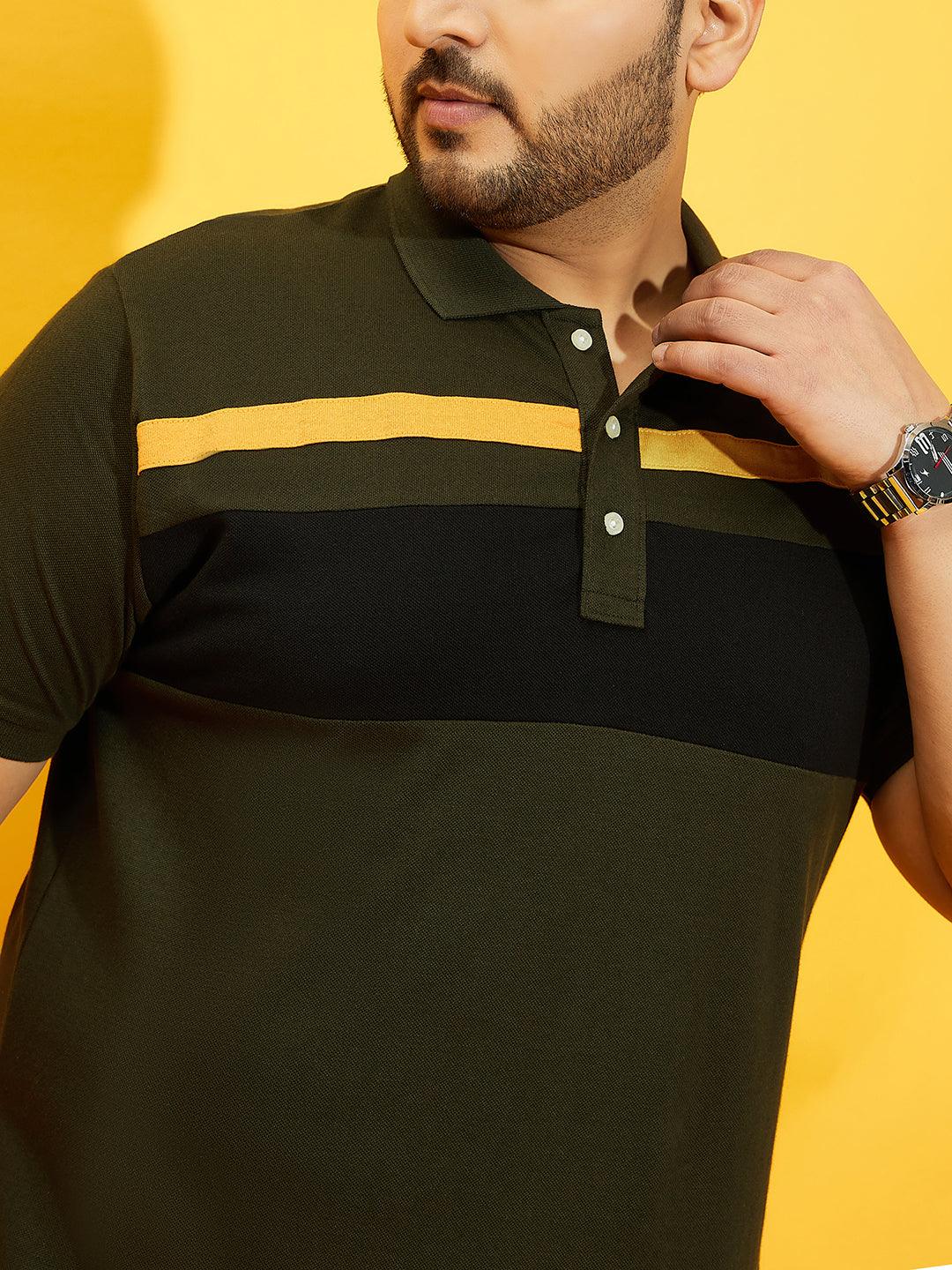 Men Plus Size Manco Colorblock Polo Tshirt