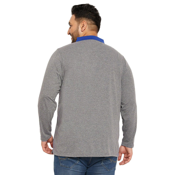 Men Plus Size Marbel Solid Henley Tshirt