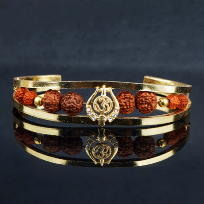 Stylish Om With Rudraksha Gold Bracelet