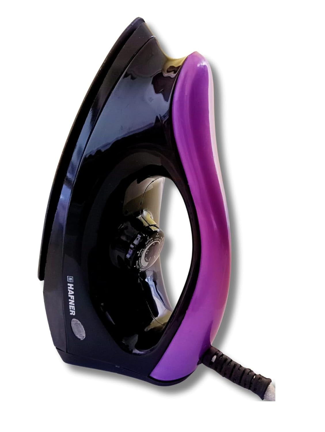 HAFNER AZURE 1000-watt Dry Iron With American Heritage Sole Plate Aerodynamic Design Easy Grip Temperature Knob  2 years Warranty. Purple