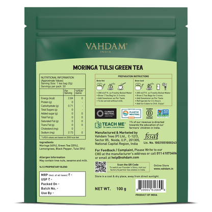 Moringa Tulsi Green Tea 50 Count