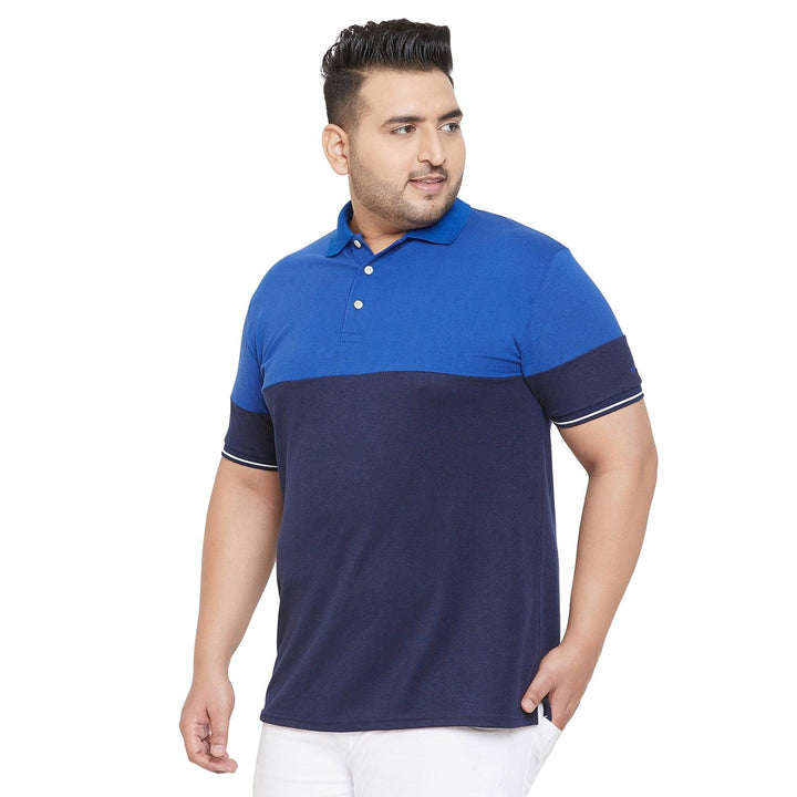 Men Plus Size Mold Colorblock Polo Tshirt