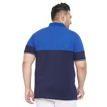 Men Plus Size Mold Colorblock Polo Tshirt