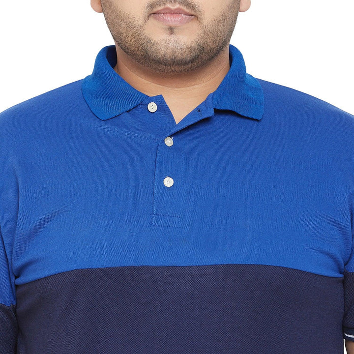 Men Plus Size Mold Colorblock Polo Tshirt