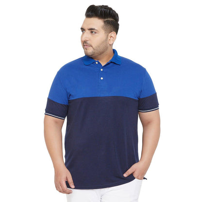 Men Plus Size Mold Colorblock Polo Tshirt