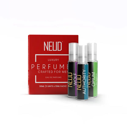 NEUD Luxury Pocket Perfume Gift Set for Men - Long Lasting Eau de Parfum Citrus Lavender Cedarwood Fragrance - 3x10ml