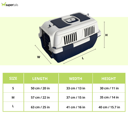 NutraPet Closed Top Carrier Box for Dogs and Cats Dark Blue
