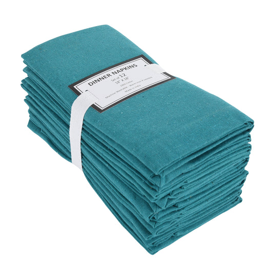 Lushomes Cloth Napkin Set of 12, Cotton, Eco-Friendly, Machine Washable, 18x18 Inches, Teal Blue.