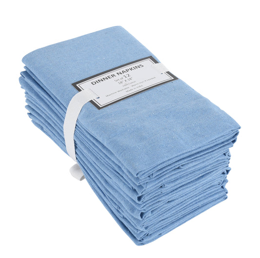 Lushomes Cloth Napkin Set of 12, Cotton, Eco-Friendly, Machine Washable, 18x18 Inches, Sky Blue.