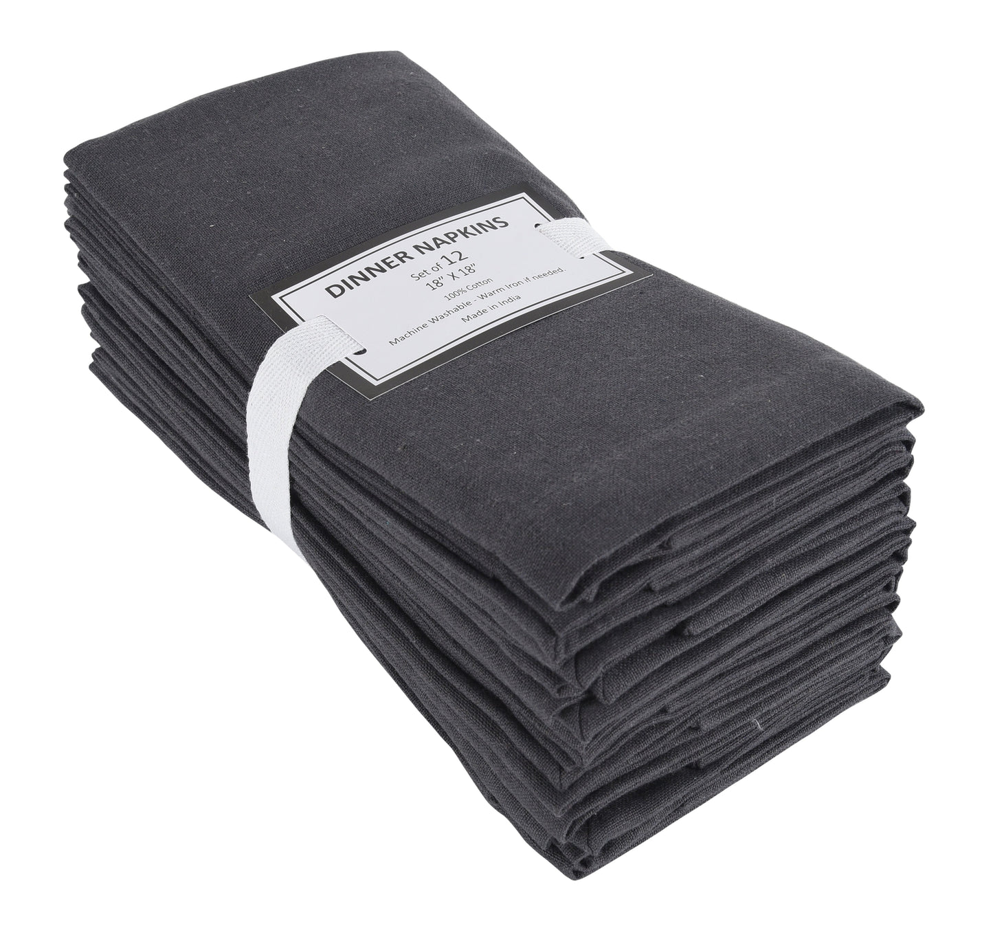 Lushomes Cloth Napkin Set of 12, Cotton, Eco-Friendly, Machine Washable, 18x18 Inches, Steel Grey.