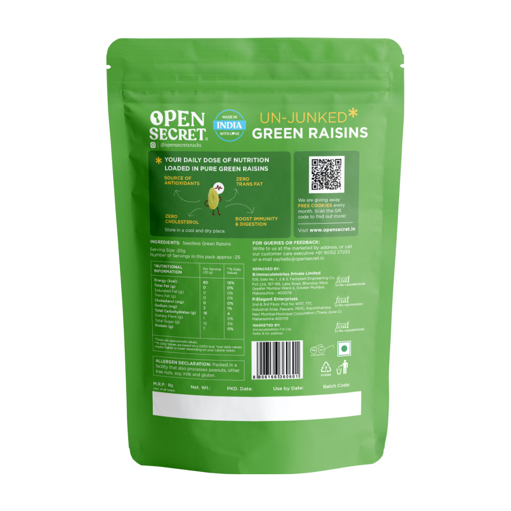 Open Secret UnJunked Green Raisins - 500 g