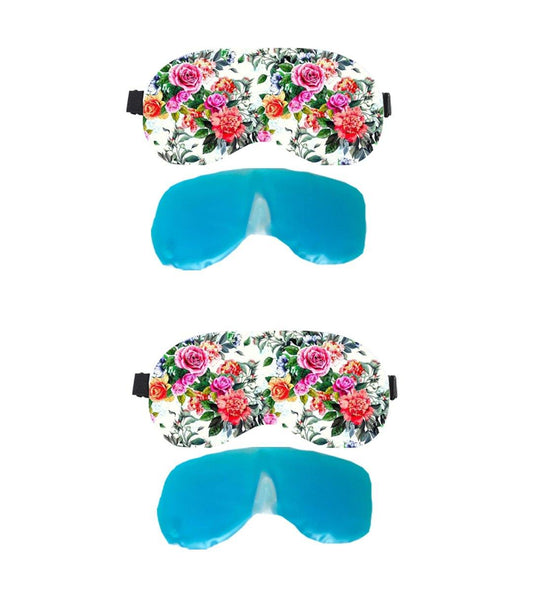 Lushomes Oasis Velvet Eye Mask for Travel with Gel Tube for Insomnia, Meditation, Dark Circles - 2 Eye Masks & 2 Gel Tubes (Pack of 4)