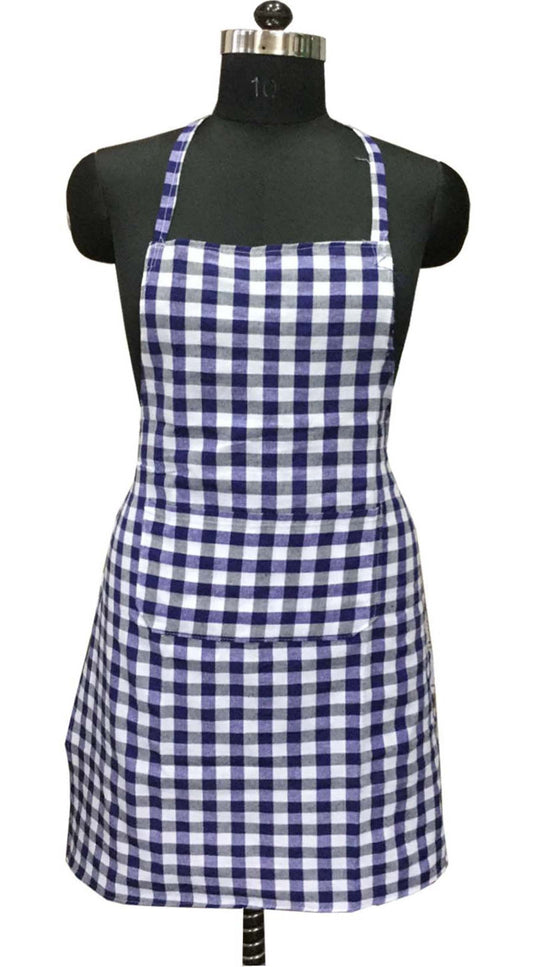 Lushomes Blue Checks waterproof kitchen apron for Men & Women, 62x82 cm