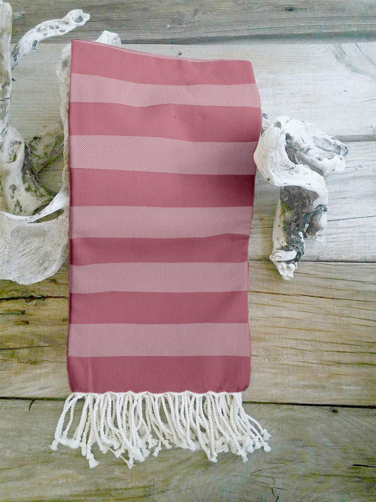 Lushomes Hammam Rose Cotton Towel with Fringes, 76x152 cm, Multipurpose for Bath, Beach, Men & Women.