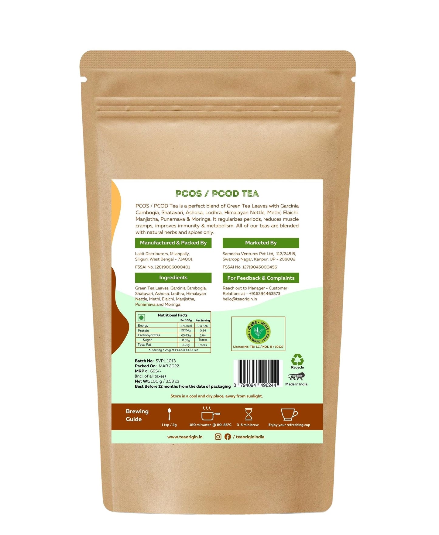 Tea Origin PCOS PCOD Green Tea