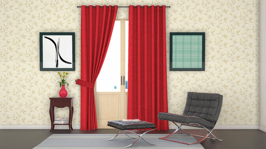 Lushomes waterproof outdoor curtain, red, 8 metal eyelets, 4.5x7.5 ft (54x90 in), single piece.