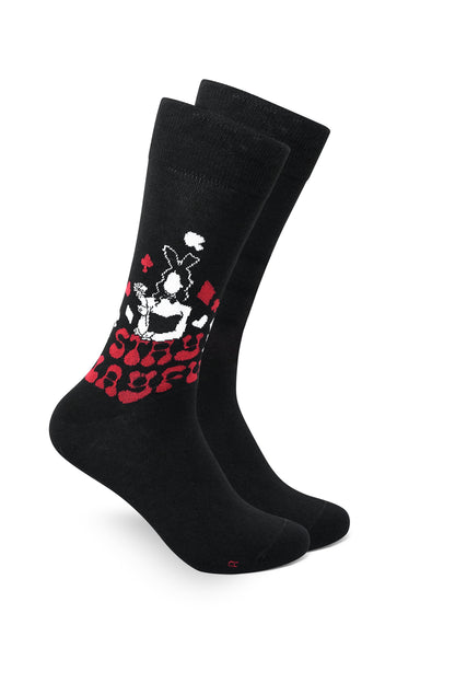 Playboy Poker Mens 2 Pair Crew Socks- Black  Poker Socks  Special Edition