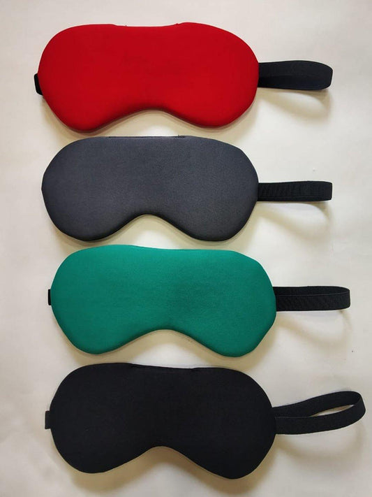 Lushomes Sleep Eye Mask, Light Blocking, Soft, Comfortable, for Men & Women, Travel, Sleeping, Shift Work, Pack of 4 (Red, Green, Black, Grey)