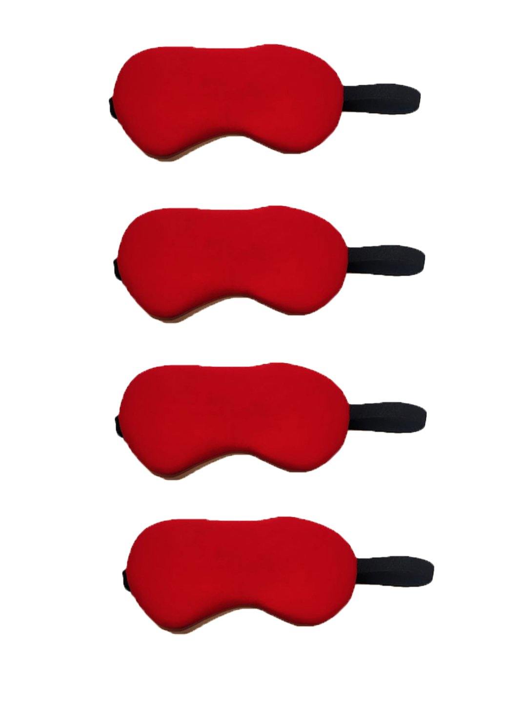 Lushomes Sleep Eye Mask, Light Blocking, Soft, Comfortable, for Men & Women, Travel, Sleeping, Shift Work, Pack of 4, Blood Red.