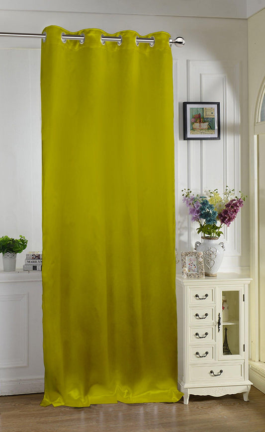 Lushomes Satin Curtains Green Satin door curtain Plain Door Curtain 7.5 feet curtains with 8 Metal SS Eyelets 4.5 FT x 7.5 FT 54 x 90 inches Single pc