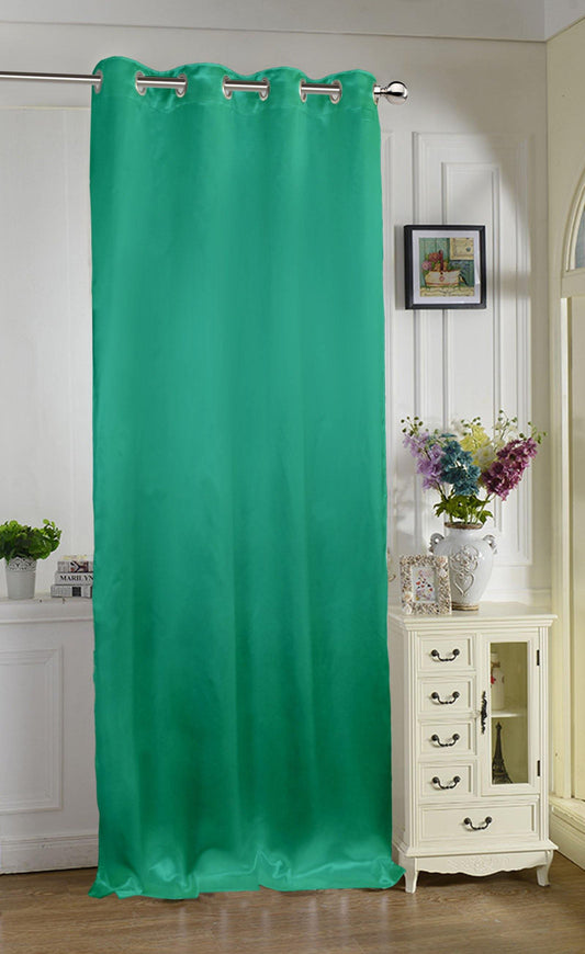 Lushomes Satin Curtains Green Satin door curtain Plain Door Curtain 7.5 feet curtains with 8 Metal SS Eyelets 4.5 FT x 7.5 FT 54 x 90 inches Single pc