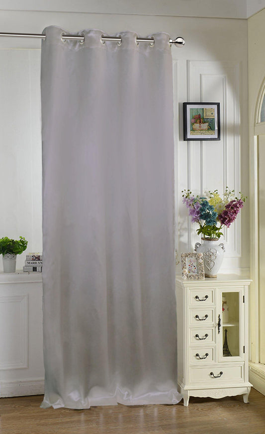 Lushomes Satin Curtains Grey Satin door curtain Plain Door Curtain 7.5 feet curtains with 8 Metal SS Eyelets 4.5 FT x 7.5 FT 54 x 90 inches Single pc