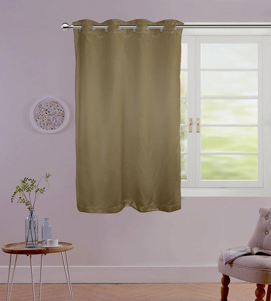 Lushomes Satin Curtains Brown Satin window curtains curtains 5 feet 8 Metal SS Eyelets 4.5 FT x 5 FT curtains for window 54 x 60 inches Single pc