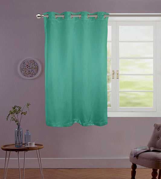 Lushomes Satin Curtains Green Satin window curtains curtains 5 feet 8 Metal SS Eyelets 4.5 FT x 5 FT curtains for window 54 x 60 inches Single pc