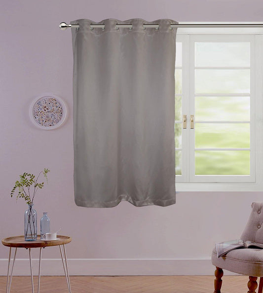 Lushomes Satin Curtains Grey Satin window curtains curtains 5 feet 8 Metal SS Eyelets 4.5 FT x 5 FT curtains for window 54 x 60 inches Single pc