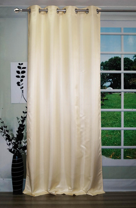 Lushomes Cream Satin Door Curtain, 7.5 ft, 8 Metal SS Eyelets, 54x90 inches, Single piece.