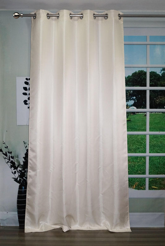 Lushomes Cream Satin Door Curtain, 7.5 ft, 8 Metal Eyelets, 54x90 inches, Single piece.