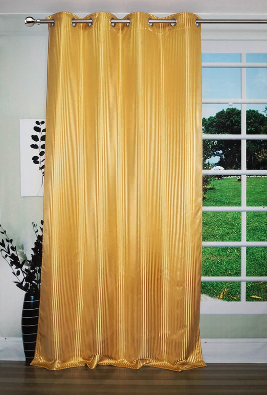 Lushomes Gold Satin Door Curtain, 7.5 ft, 8 Metal Eyelets, 54x90 inches, Single piece.