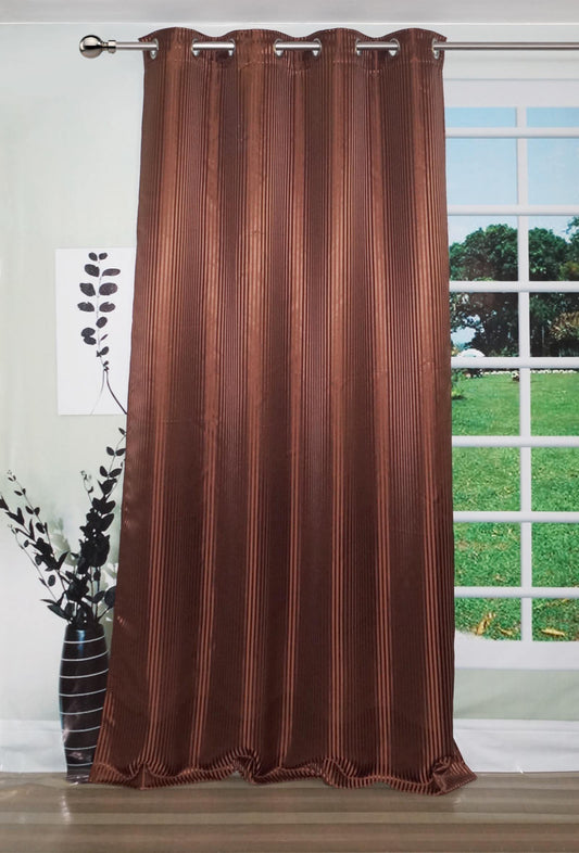 Lushomes Brown Satin Door Curtain, 7.5ft, 8 Metal Eyelets, 54x90 inches, Single piece