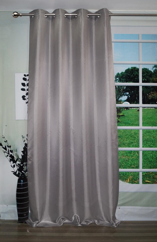 Lushomes Satin Curtains Grey Satin door curtain Striped Plain Door Curtain 7.5 feet curtains with 8 Metal SS Eyelets 4.5 FT x 7.5 FT 54 x 90 inches Single pc